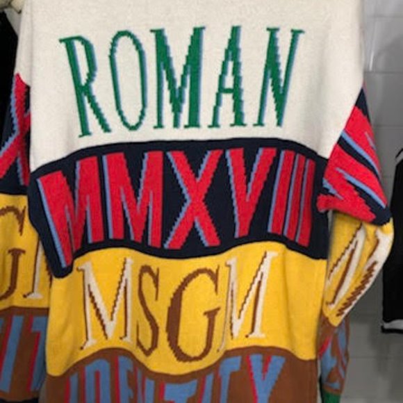 LIMITED EDITION MSGM RARE KNIT PRINT SWEATER SIZE L MADE IN ITALY UNISEX - Picture 2 of 8